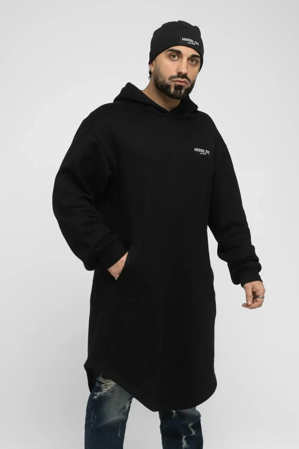 Black Longline Hoodie